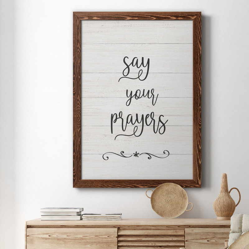 «Say Your Prayers», art textuel sur toile, 20" H x 17" W x 1" D, Érable
