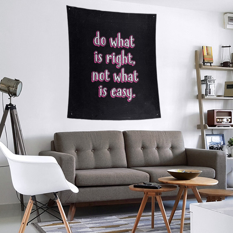 Polyester do what is right quote tableau noir tapisserie, H 80 po x l 68 po, Rose