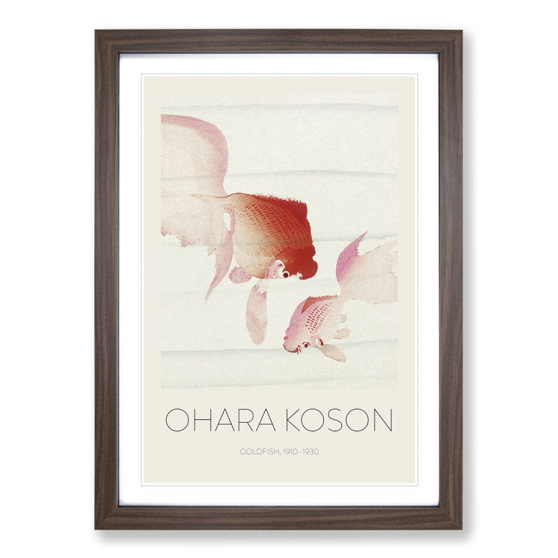 Goldfish by Ohara Koson - Single Picture Frame Print, 48cm H x 36cm W x 2cm D, Walnut Framed