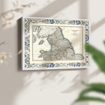 Carte de l'Angleterre et du Pays de Galles - impression encadrée - réversible