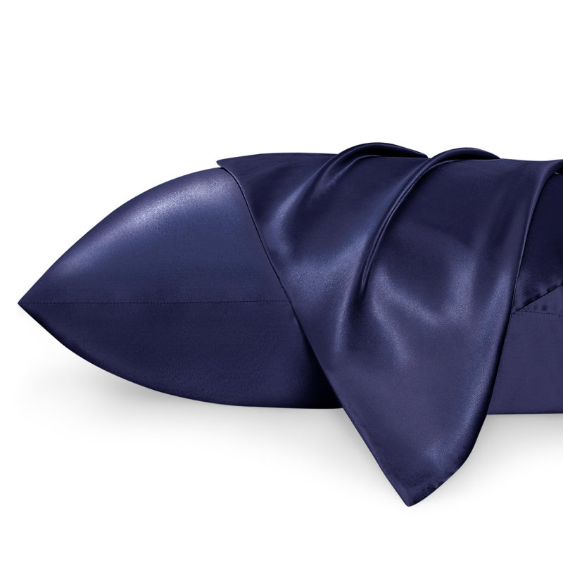 Ensemble de 2 taies d'oreiller en satin, 300 fils au pouce, GentleSoft ™, Bleu marine, Taie d'oreiller très grande