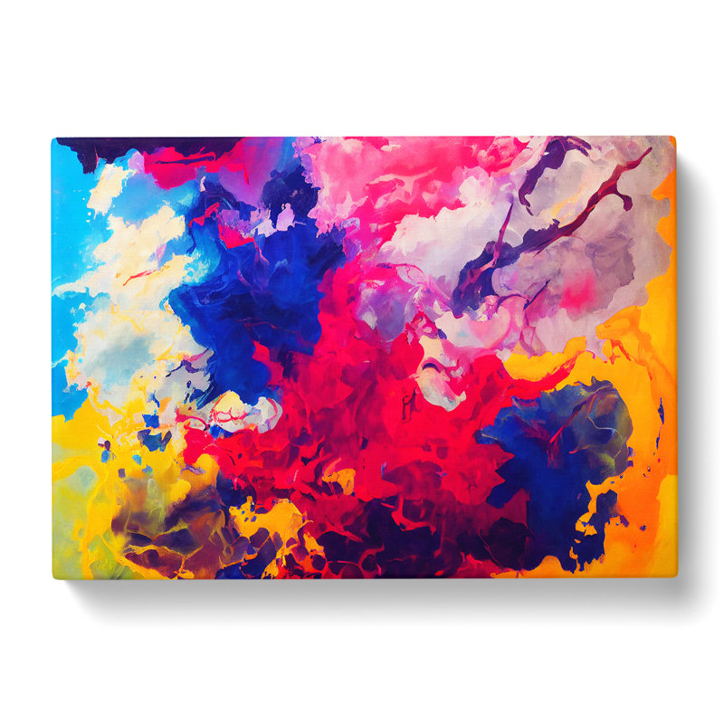Colourful Ink Art Abstract - Wrapped Canvas, 40cm H x 60cm W x 3cm D