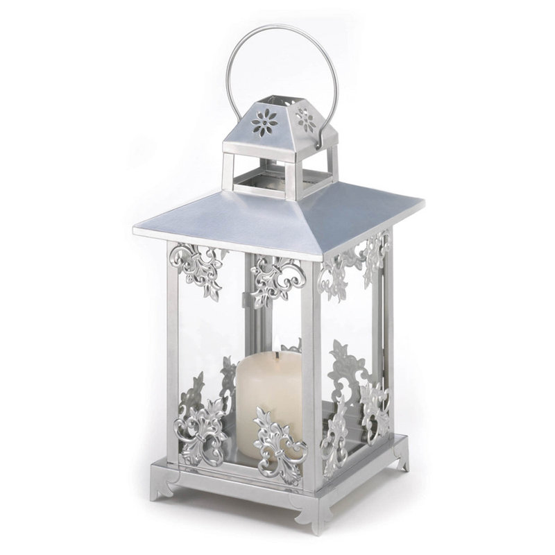 LANTERNE BOUGIE SILVER SCROLLwork