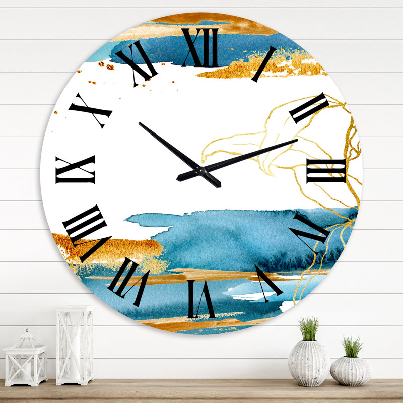 Golden Laminaria Branch & Leaves - Horloge murale traditionnelle, Moyenne