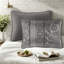 Luxueux ensembles de literie 6 pièces avec courtepointe en jacquard et coussins décoratifs, polyester gris, élégance moderne pour la décoration intérieure