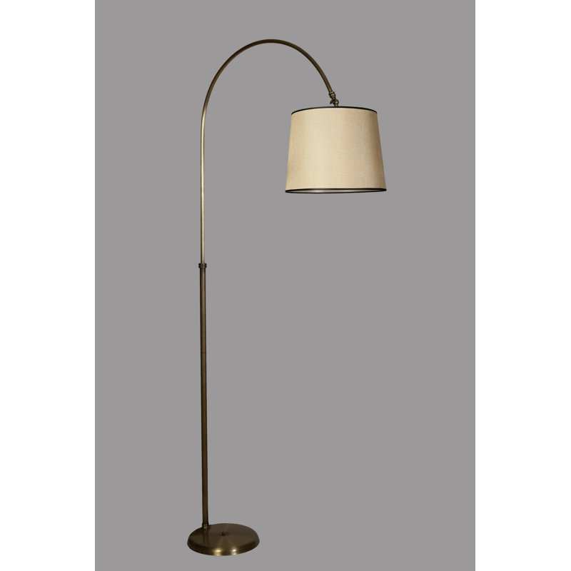 Tadeo 200cm Arched Floor Lamp, Bass Gold, Beige