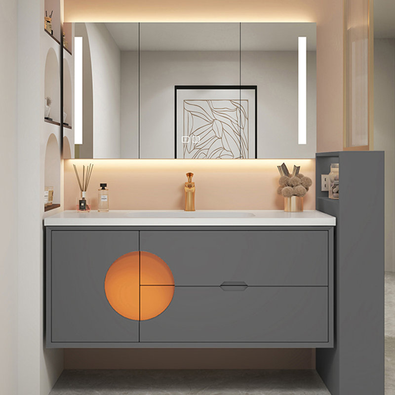 Armoire de salle de bain simple de style nordique, Gris