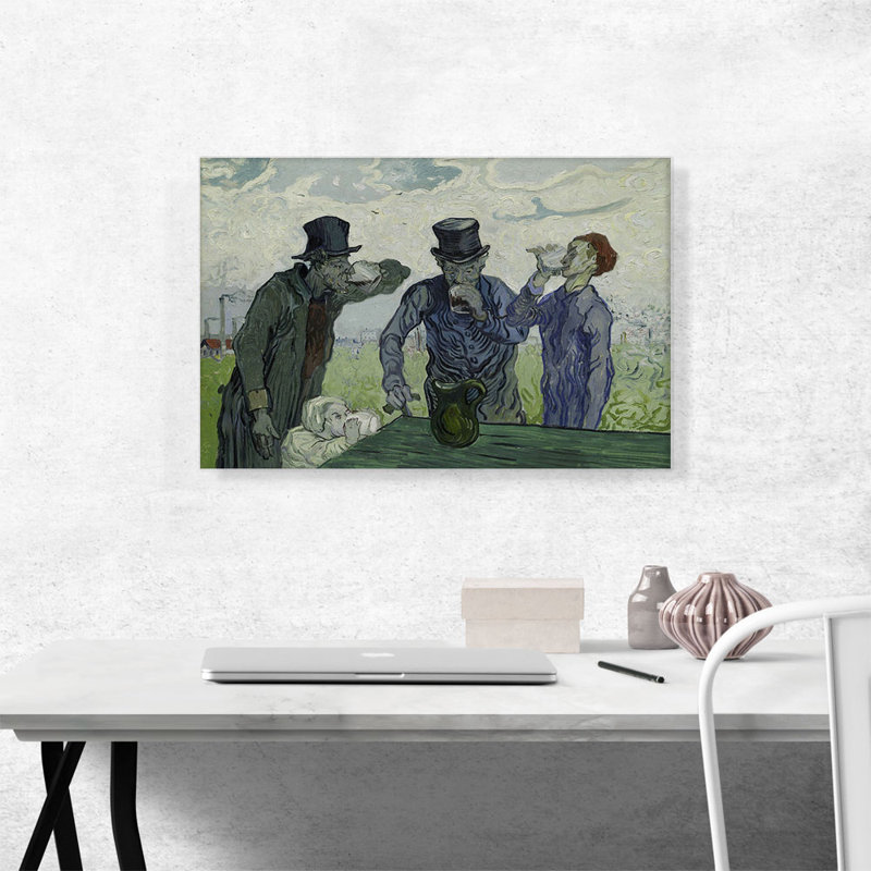 The Drinkers 1890 - reproduction d'art, H 18 po x l 26 po x P 1,5 po