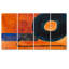 «Retro Dada», peinture orange et noire - ensemble d'art mural abstrait 4 pièces-1402374840