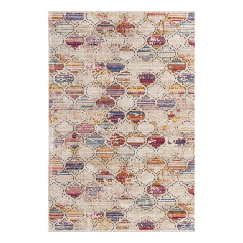 Tapis rouge Red Barrel Studio® Static Trellis Deepa, Rectangle 5 pi 3 po x 7 pi 9 po
