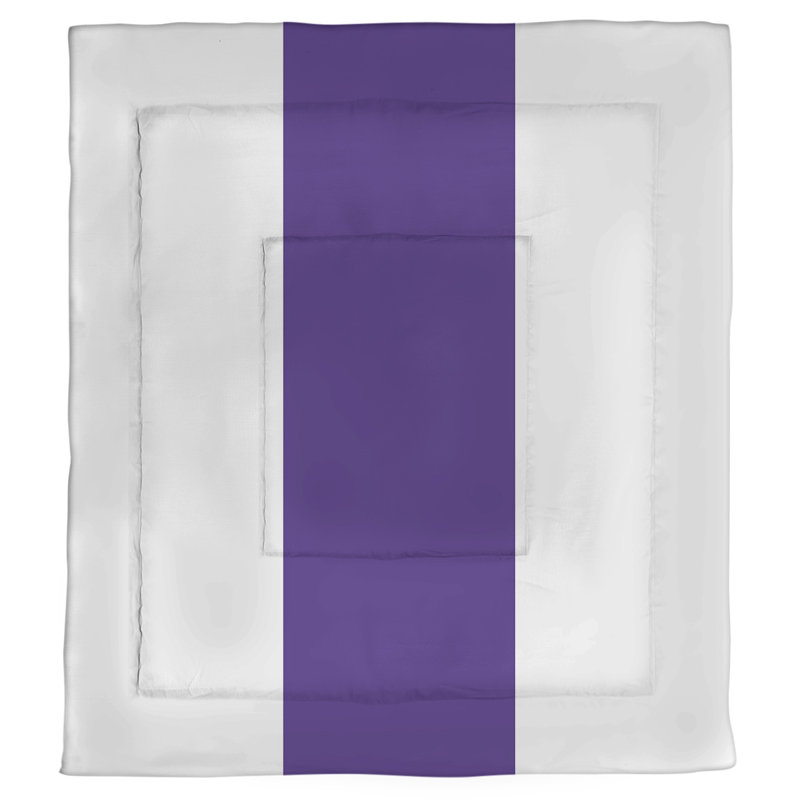 Polyester Striped Comforter, Queen Comforter, White/Purple Middle