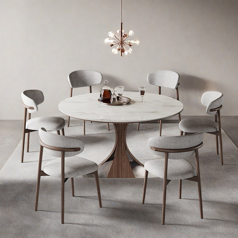 Table de salle à manger élégante avec plateau en marbre, H 29,5 po x L 51,2 po x l 51,2 po