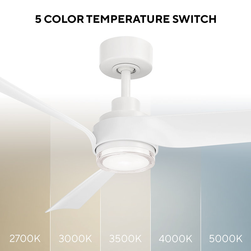 Chill Indoor/Outdoor 3-Blade Smart Ceiling Fan With Integrated Dimmable LED Light and Bluetooth Remote Control Included, Selectable Color Temperature (2700K, 3000K, 3500K, 4000K)
