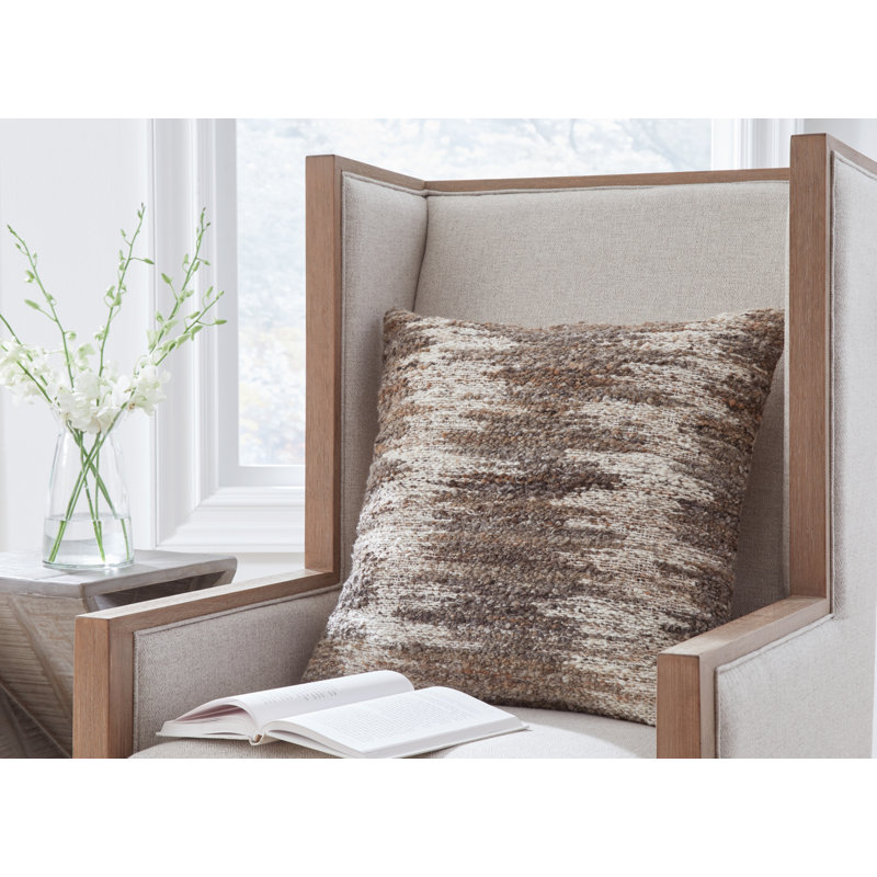Nealton 22" Brown Wool Blend Boho Accent Pillow