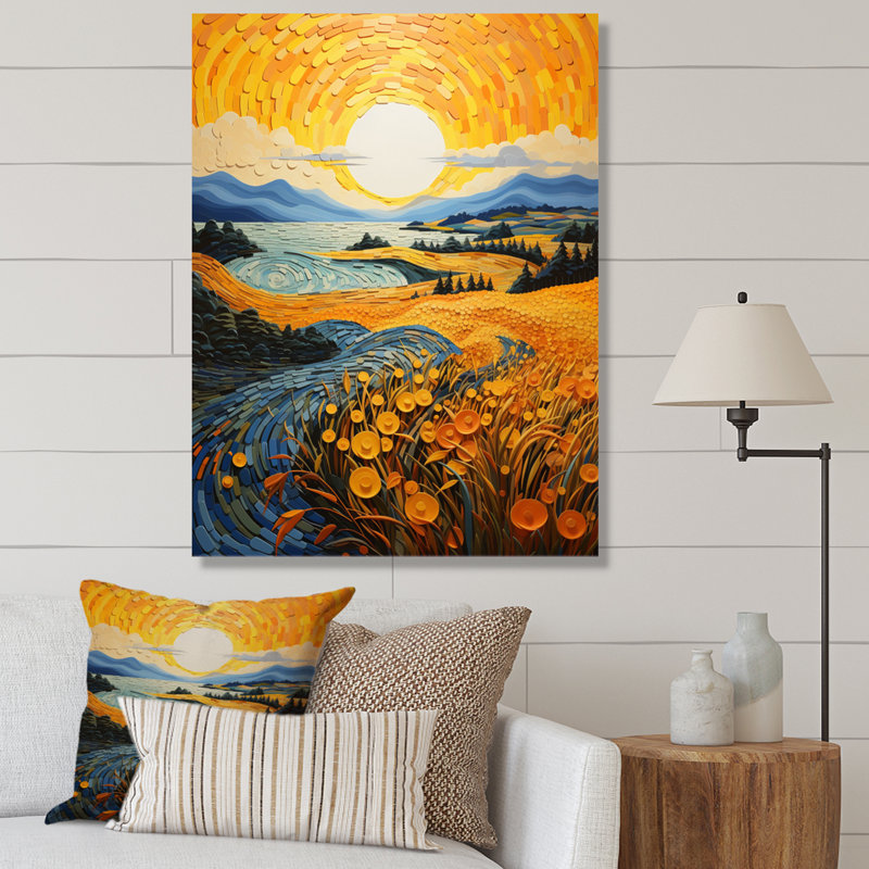 Récolte de Vangogh dans les champs de blé II, H 44 po x l 34 po x P 1,5 po, Toile tendue