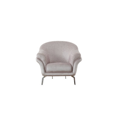 Bergen Modern Glam Accent Chair With Curved Back & Metallic Legs
