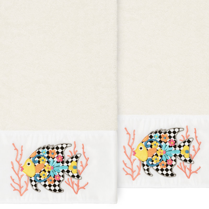 Ensemble de serviettes de bain 2 pièces en coton FELIZ, Crème