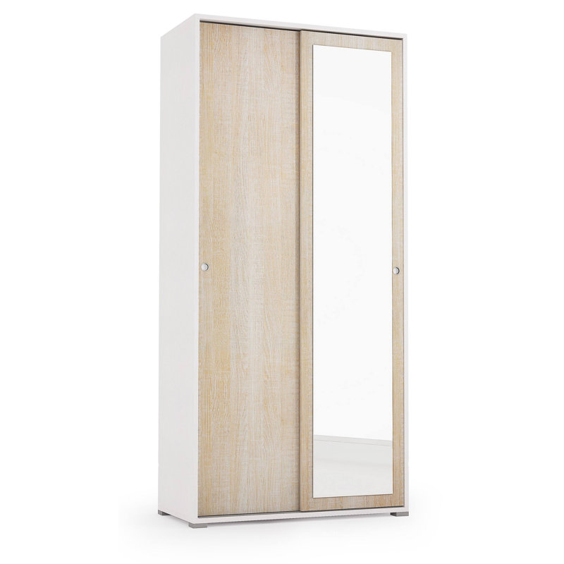 Gurtie 2 Door Manufactured Wood Wardrobe, Oak/White