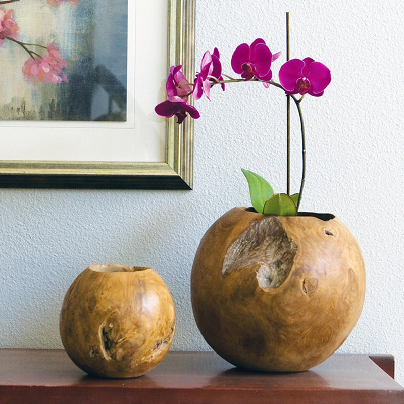 Wood Decorative Bowl, 10" H x 12" W x 12" D