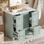 Meuble-lavabo vert 36 po avec lavabo en céramique, tablette réglable et tiroirs