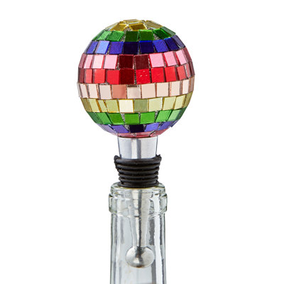 Disco Ball Bottle Stopper Multicolor Glass Christmas