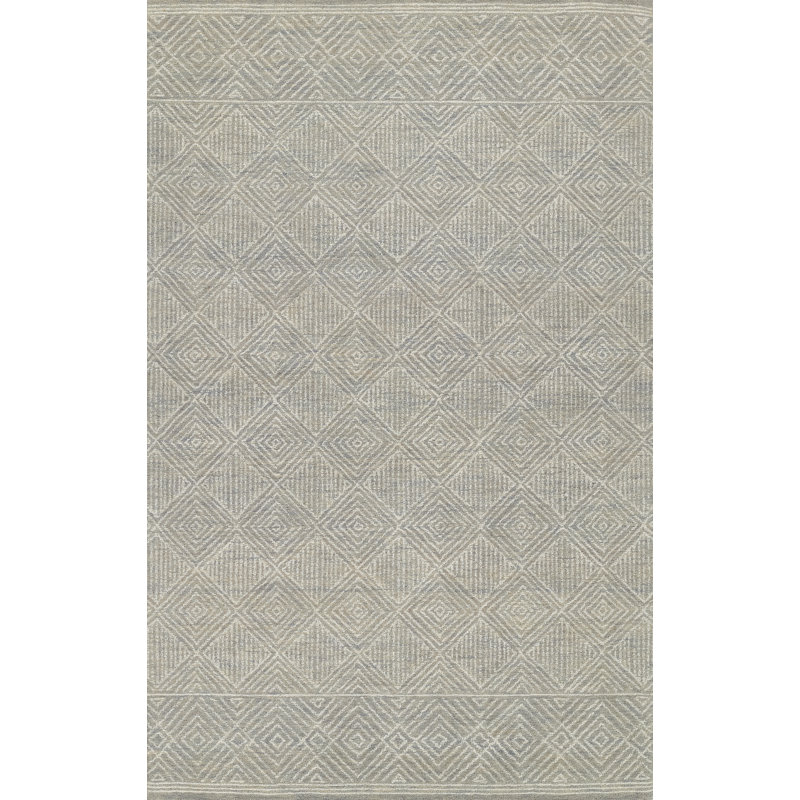 Tapis ivoire / gris en laine crocheté à la main Babiarz, Rectangle 2 pi x 3 pi