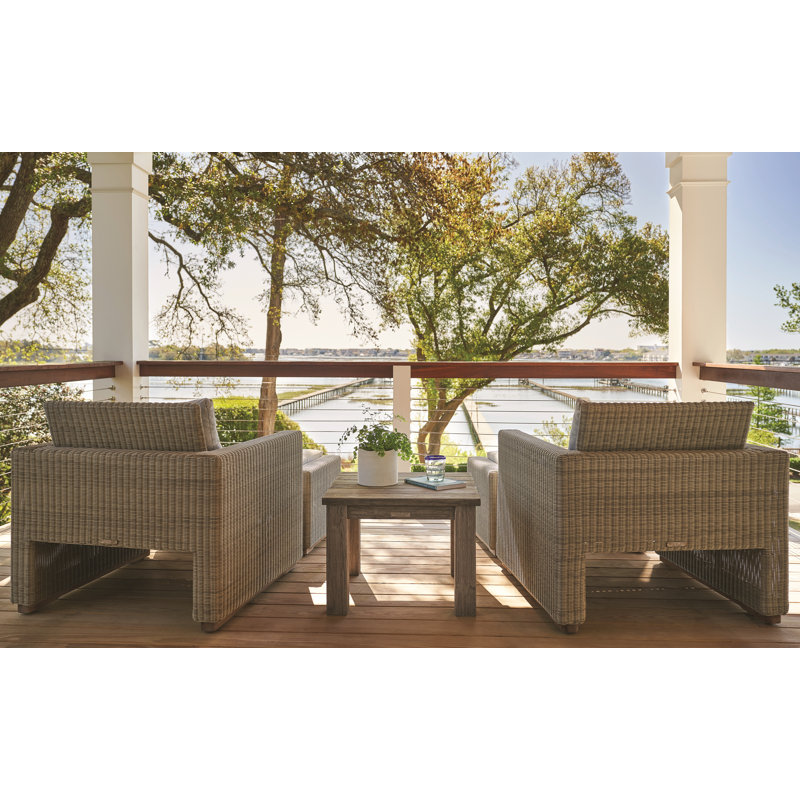Westport Teak Patio Chair with Sunbrella Cushions , Westport Black, Ocean