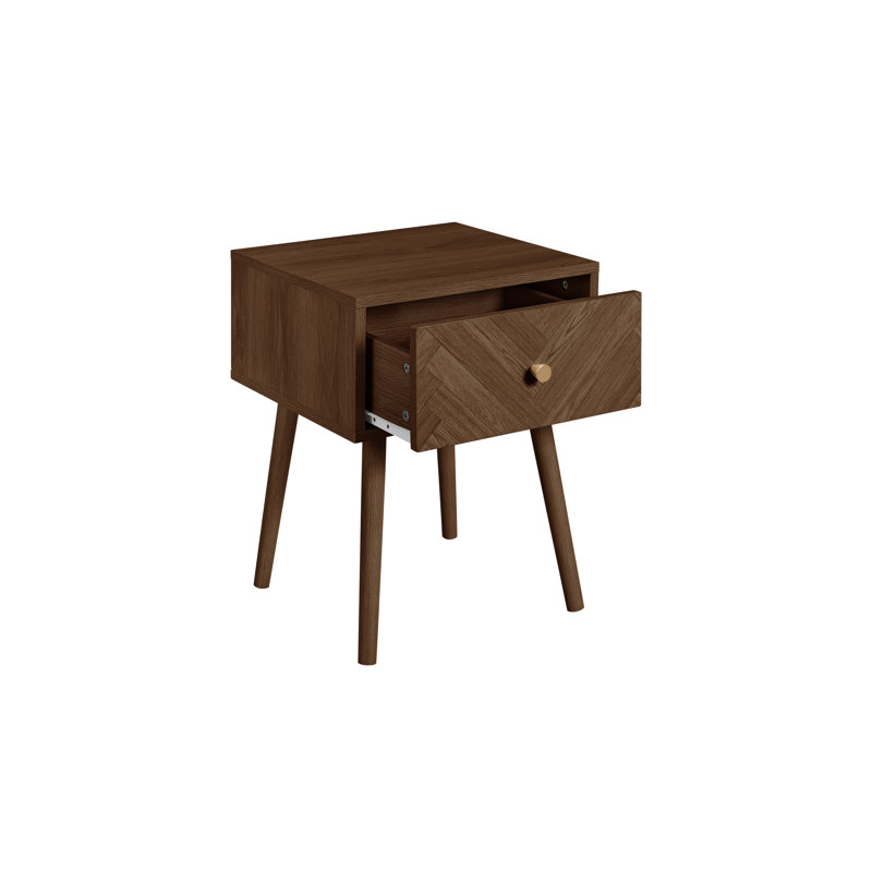 Mardell 40cm W Particle Board Bedside Table, Walnut
