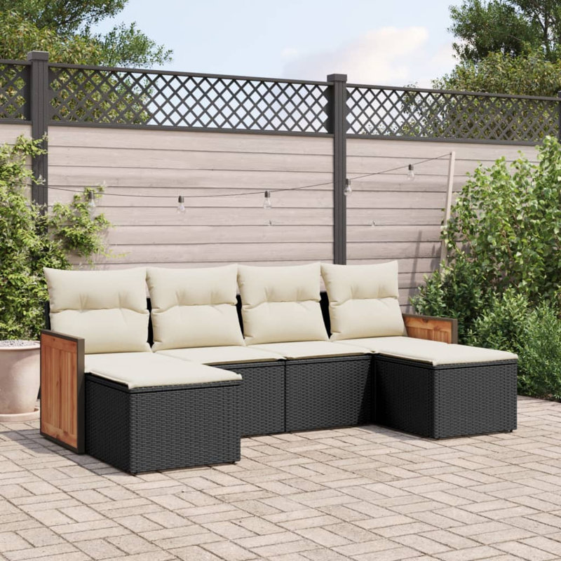 Ensemble de canapé de jardin Vidaxl noir, blanc crème