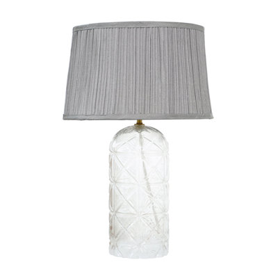 Lampe de table Luxora dorée - transparente et grise