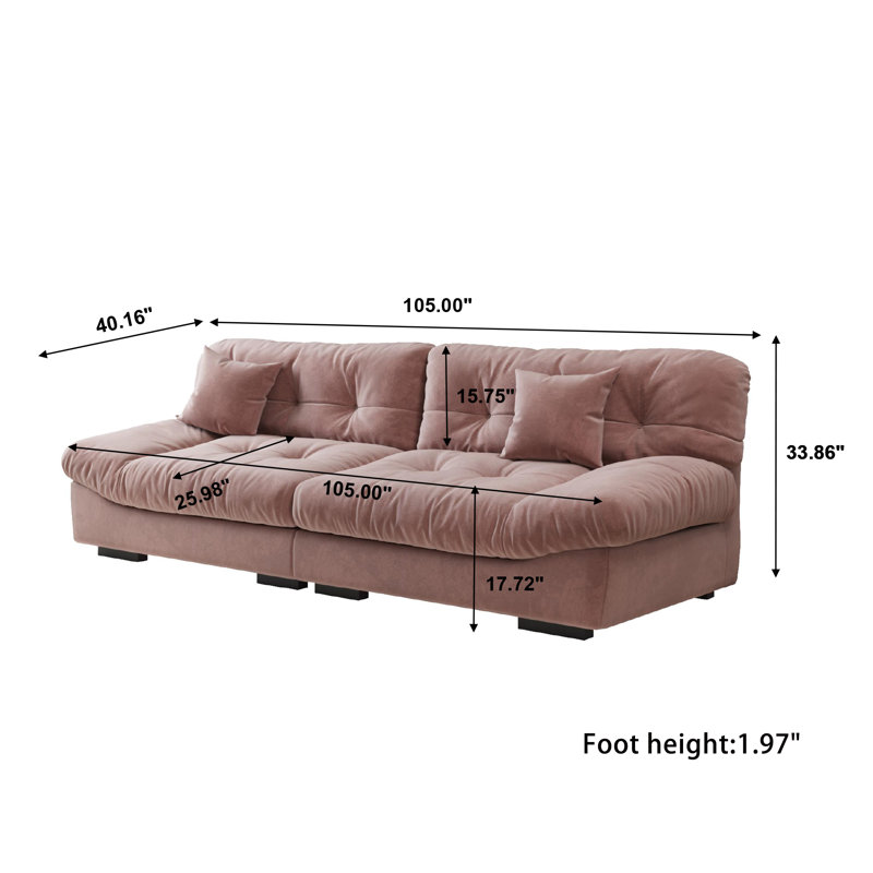 Canapé modulaire Jacouri, Velours rose givré