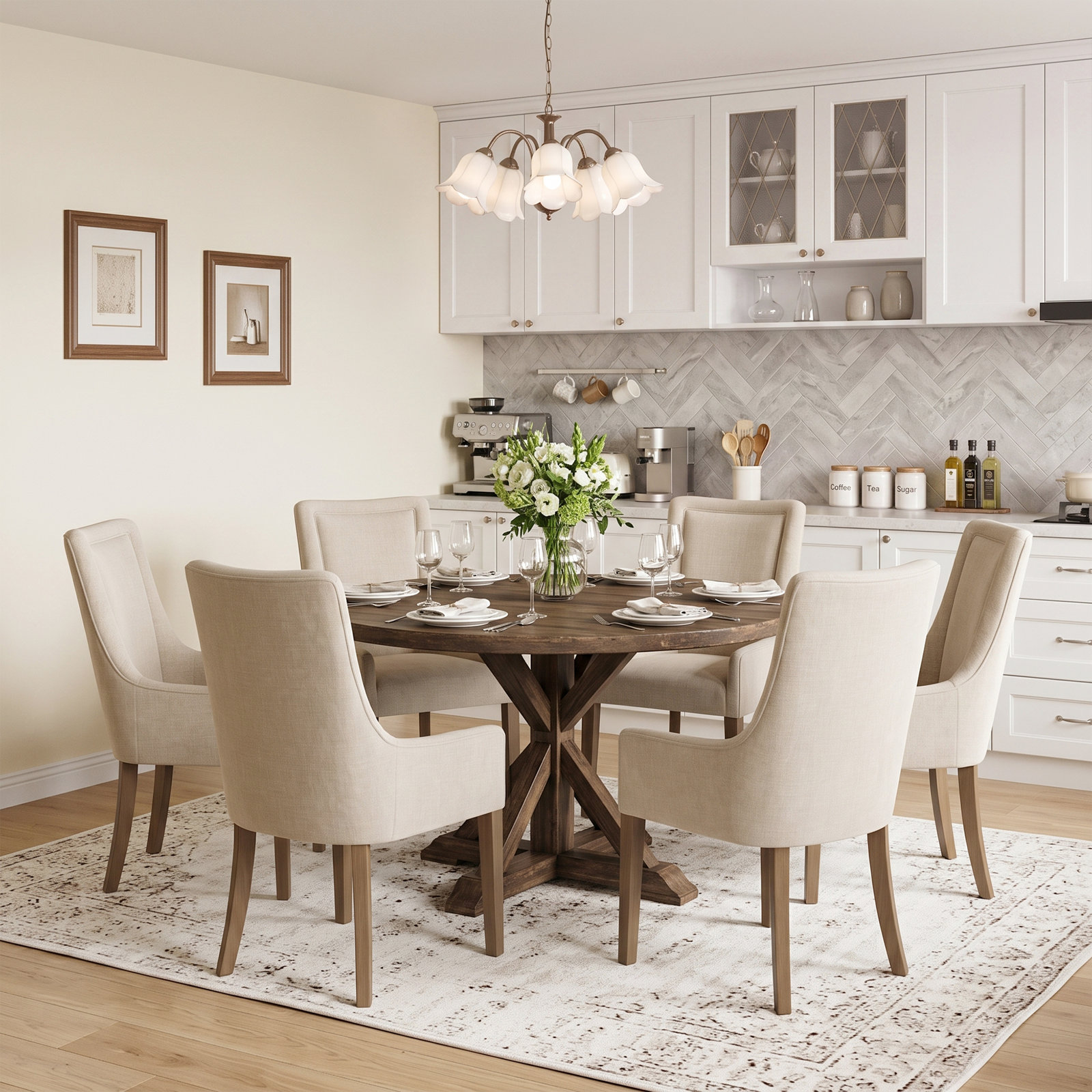 Bennison Dining Armchair, Light Brown
