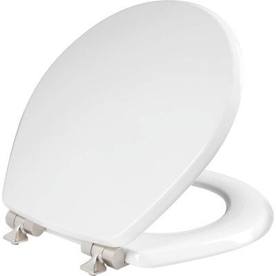 Mayfair Bennett Round Toilet Seat, Slow Close Wood Seat, Secure Metal Hinges, Easy Install
