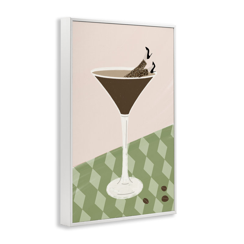 Giclée rétro encadrée Martini Splash, design par EMILY Navas, H 24 po x l 16 po, Estampe numérique encadrée blanc bord de mer