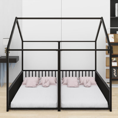 Kids Metal House Bed Frame withFrame Silhouette