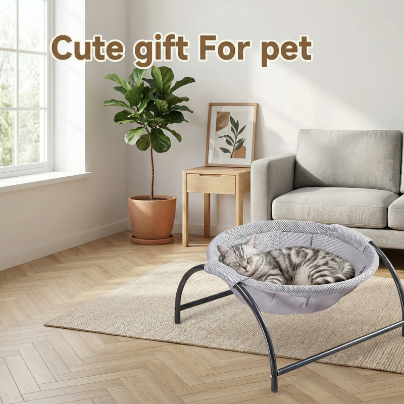 Lit hamac autoportant pour chat / chien, stable et respirant, facile à assembler pour l'intérieur et l'extérieur, 16,9 po x 16,9 po x 9,5 po
