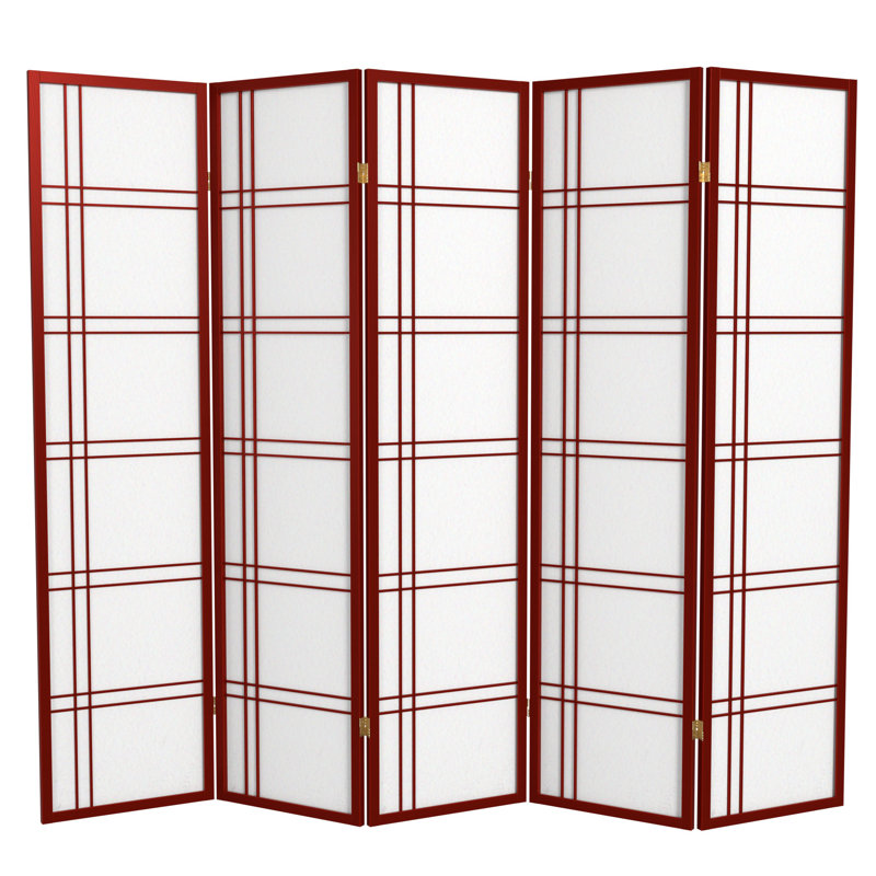 70.5" Tall Double Cross Shoji Panel Room Divider, Red, 6 ft, 4