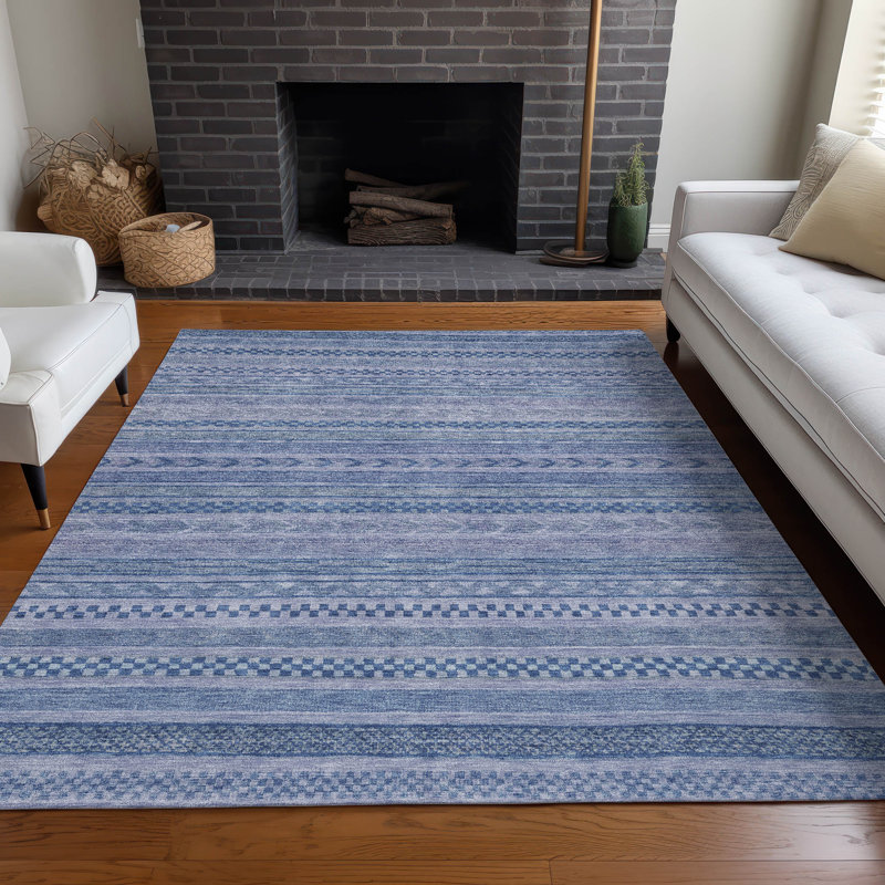 Machine Washable Indoor/Outdoor Claudian ACN1625 Denim Rug, Rectangle 9' x 12'