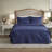 Navy Quilted Bedding Sets, Polyester Queen Size, Traditional Split Corner Design