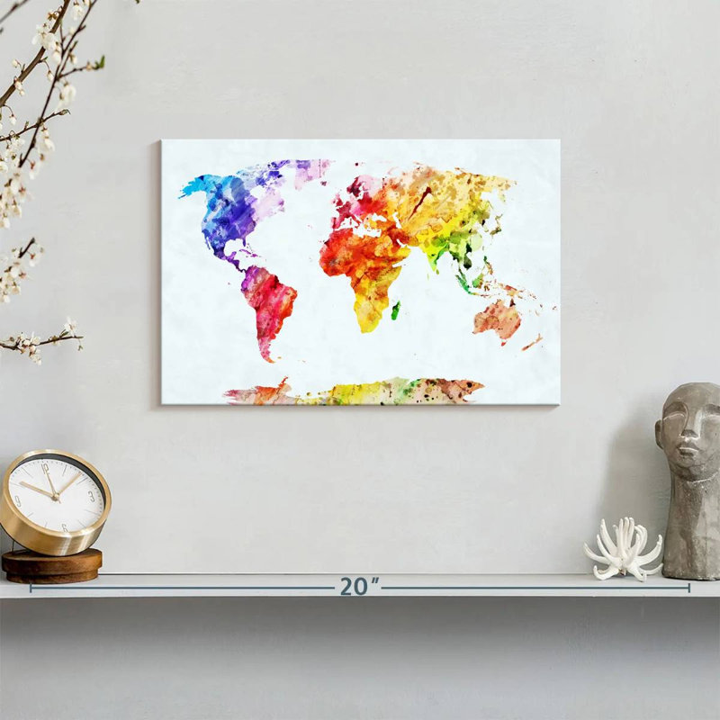 Carte du monde tempéré Aliaz, H 8 po x l 12 po