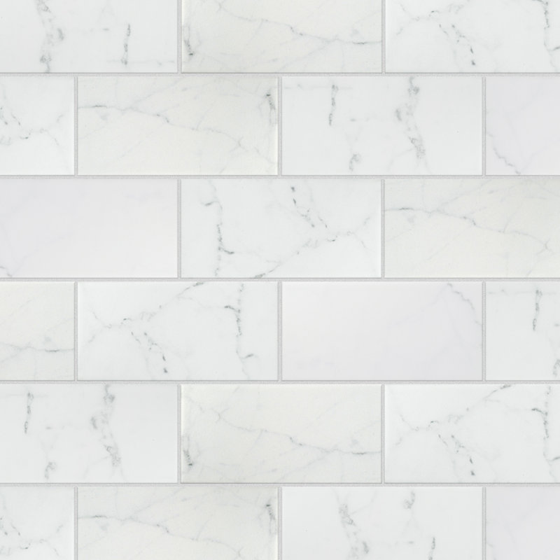 Carrelage mural en céramique aspect pierre 3 po x 6 po Classico Carrara