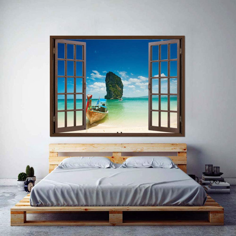 Window Brown Scenery Peel & Stick Border, 24" W x 32" L