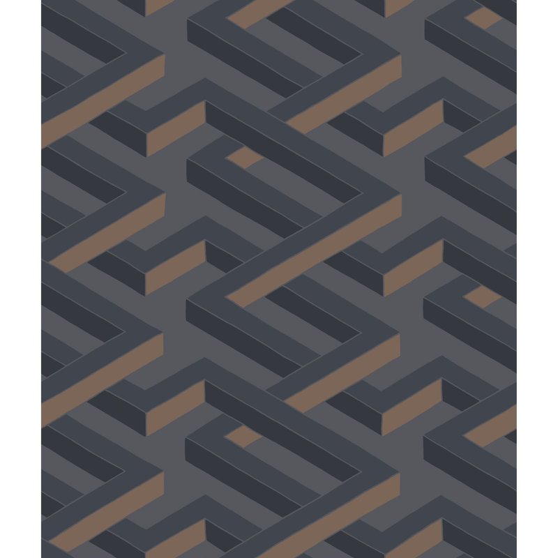 Luxor Geometric Wallpaper Roll, Charcoal