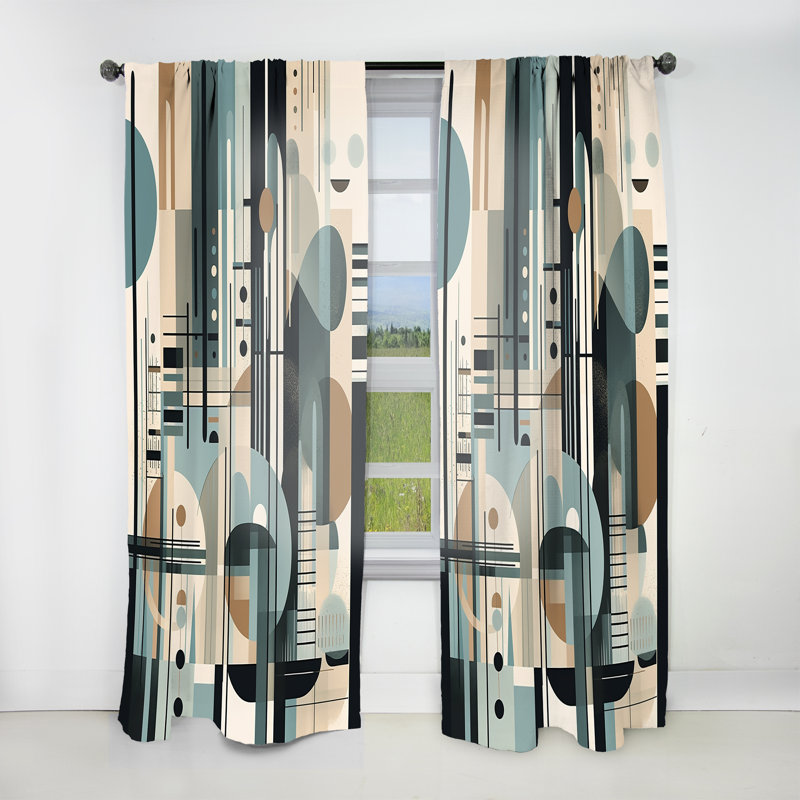 Hajra - Cream Blue Minimalism Quiet Depths III - Modern Curtain - Velvet Room Darkening - 1 panel, 52" W x 108" L