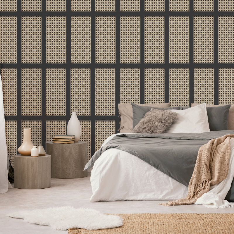 Cane Panel Wallpaper, Black