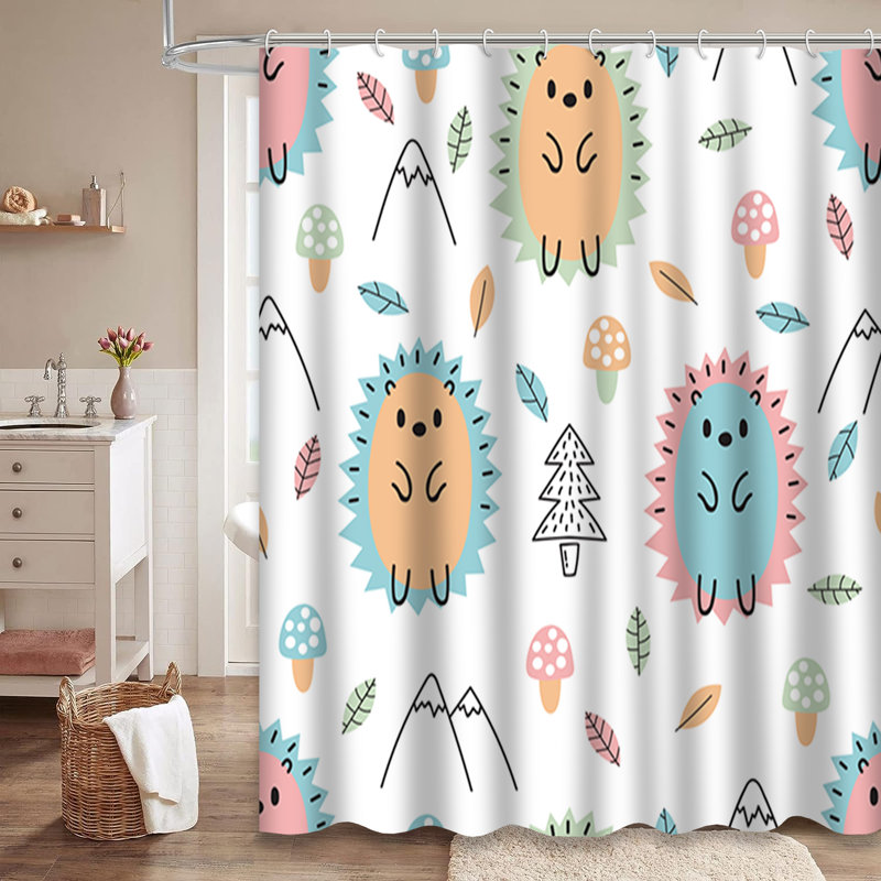 Rideau de douche mignon avec 12 crochets, L 72 po x l 78 po