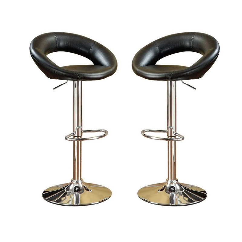 Ensemble de 2 chaises à hauteur réglable en similicuir, Noir