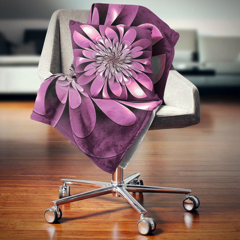 Coussin floral scintillant luxueux fractal, 16 po x 1 po, Coussin décoratif