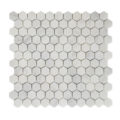 SAMPLE - Gray Cloud Hexagon Polished Marble Mosaic