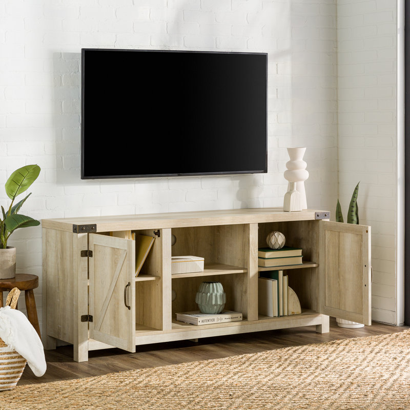 Neelon 58" 2-Door TV Stand for TVs up to 65", White Oak